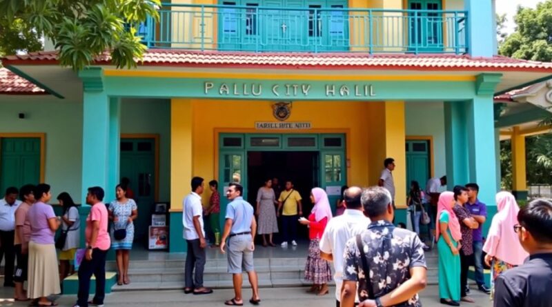 Kantor DPRD Kota Palu dengan aktivitas masyarakat.