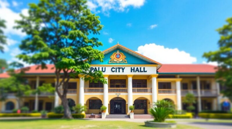 Gedung DPRD Kota Palu di tengah taman hijau.