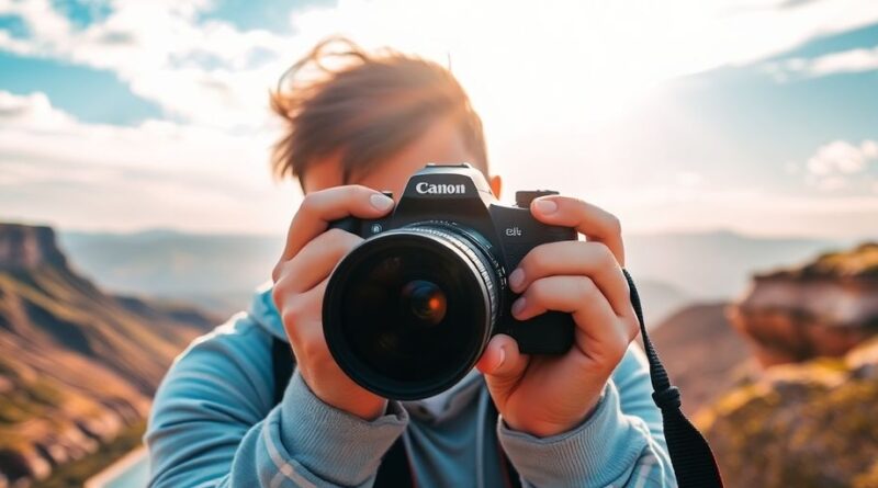 Fotografer mengambil gambar lanskap yang menakjubkan.