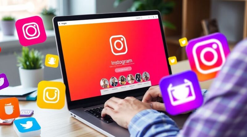 Pengguna menjelajahi fitur terbaru Instagram di laptop.